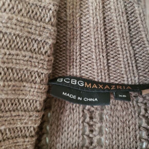 BCBGMAXAZRIA Brown Knit Cotton Wool Sweater Sleeveless Tunic Large Buttons - Picture 5 of 7